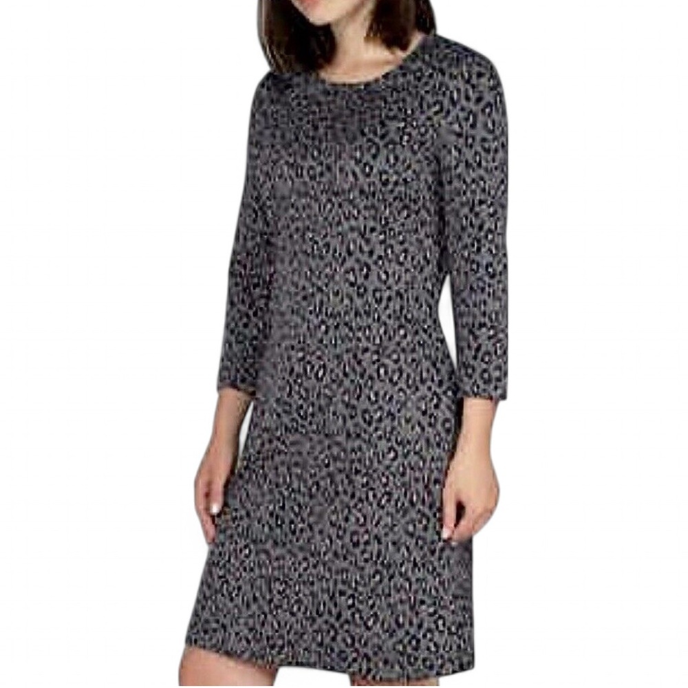 NICOLE MILLER Grey leopard print dress M